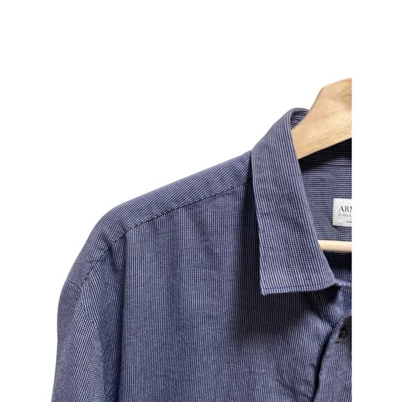 Giorgio Armani Collezioni Mens Dress Shirt Navy Blue Size L - Picture 7 of 12
